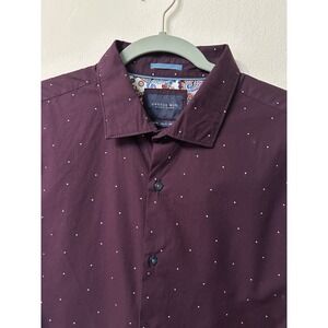 Cactus Man Ricky Singh Mens XL Burgundy Maroon Dot Poplin Button Down Shirt NWOT